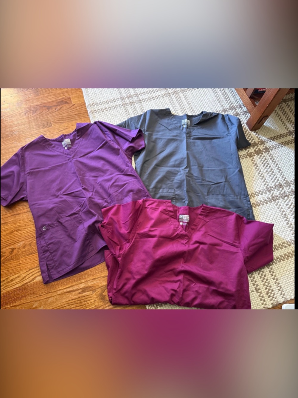 WonderWink Short Sleeve Scrub Tops - Purple, Magenta, Gray